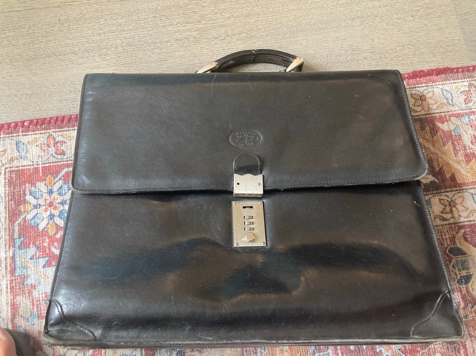 Vintage L A P A Florence kalfsleren aktetas, Gebruikt, Verzenden, Zwart, Aktetas of Boekentas