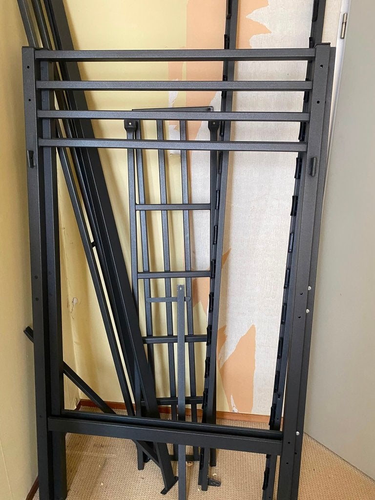 Een persoonshoogslaper zwart bed, Ophalen, Gebruikt, 90 cm, Eenpersoons