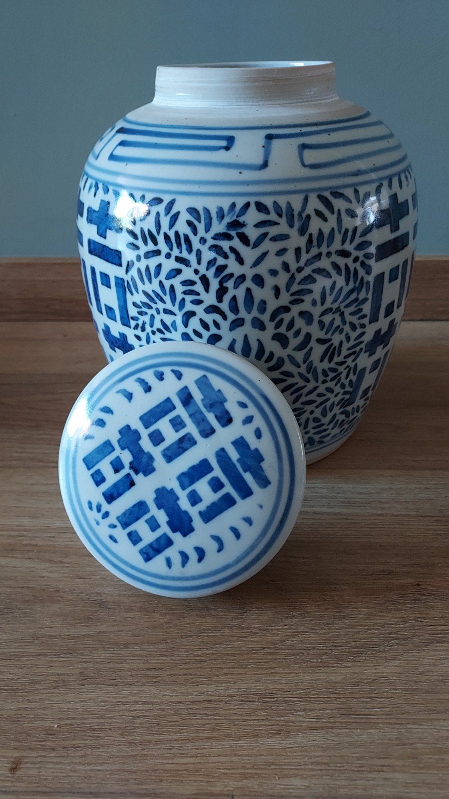Chinese gemberpot blauw-wit met deksel, Ophalen of Verzenden