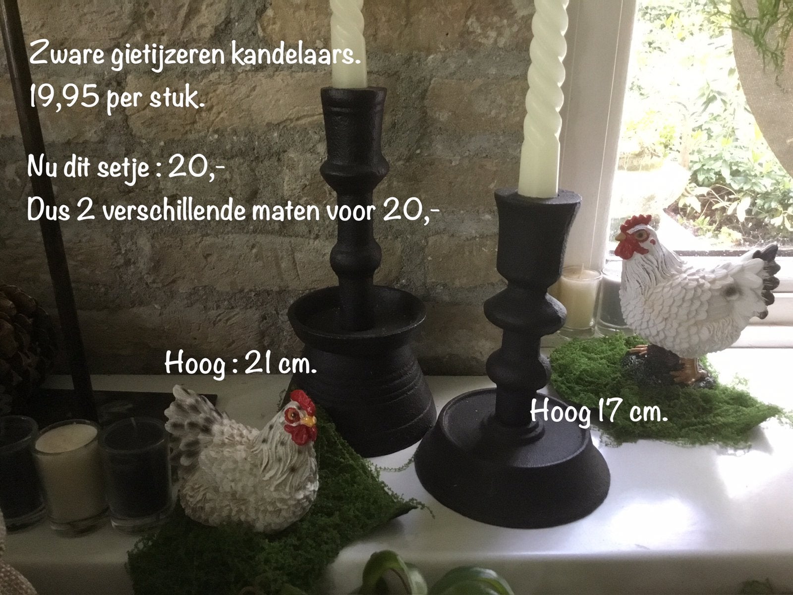Gietijzere kandelaars set nu 20,- ( p. Stuk 19,95), Verzenden, Nieuw, Bruin, Minder dan 25 cm