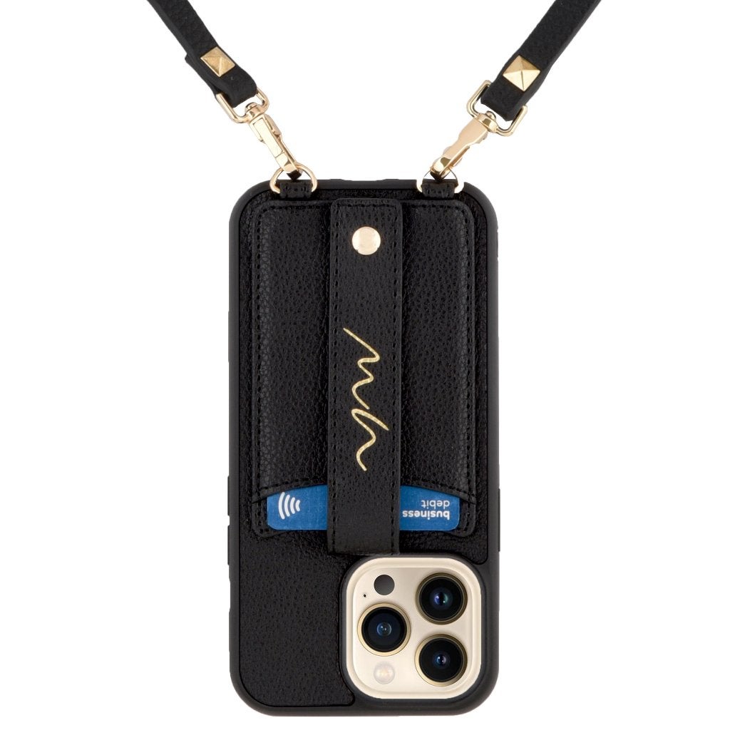 Partij Luxe iPhone Hoesjes met Schouderriem - Dames & Heren, Kunststof, Zwart, Adnan Lederwaren, IPhone 12