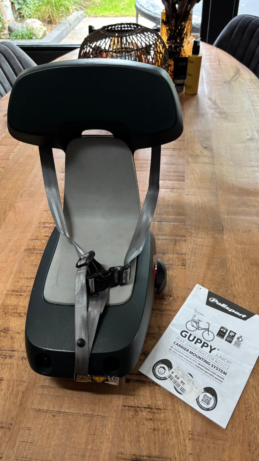 Fietsstoeltje Guppy junior, Ophalen, Achterzitje, Voetsteuntjes, 22 t/m 36 kg