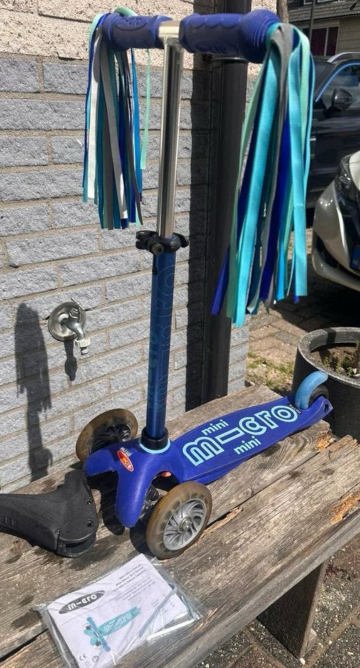 Micro Mini Scooter Blauw + Duwstang + Voetsteunen Compleet, Ophalen, Gebruikt, Gewone step