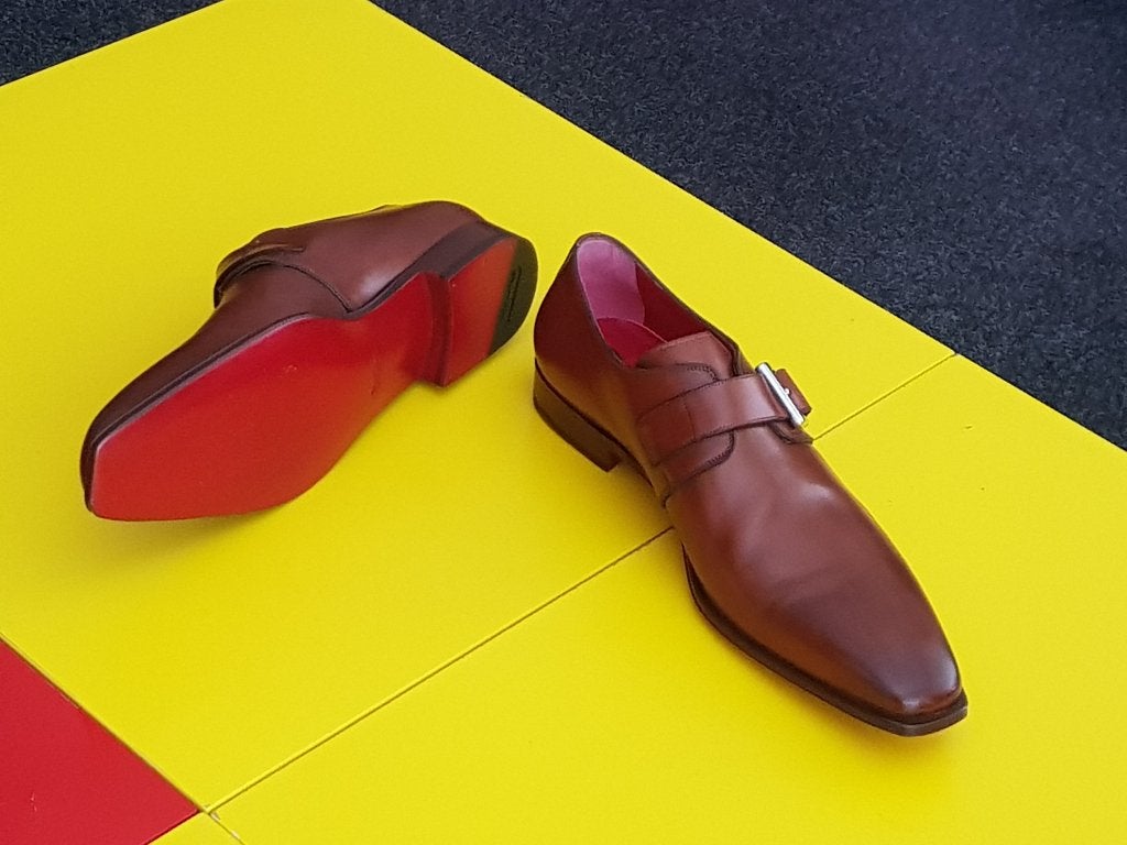 Nieuw Santoni gesp schoenen met bruin cognac kleur maat 11, Bruin, Nieuw, Ophalen of Verzenden, Gespschoenen