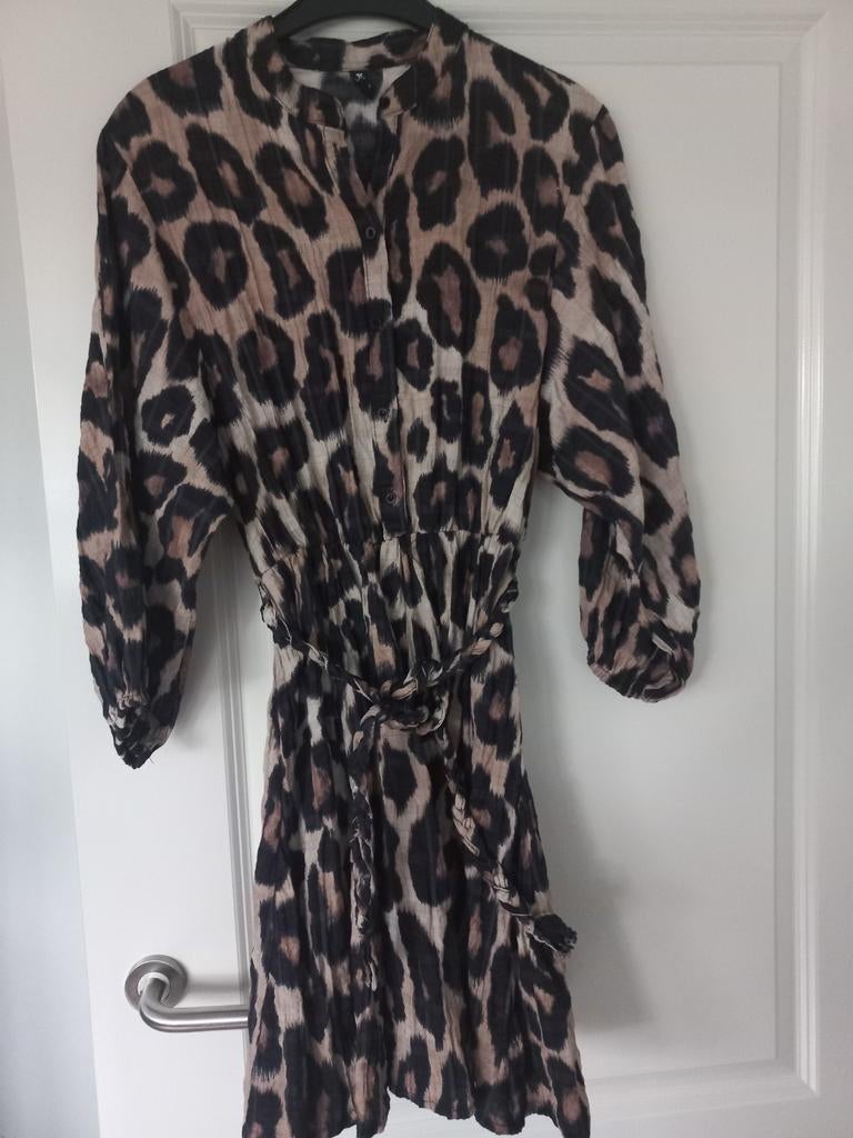 Eksept blouse jurk met ceintuur panterprint maat s, Maat 38/40 (M), Bruin, Ophalen of Verzenden, Eksept