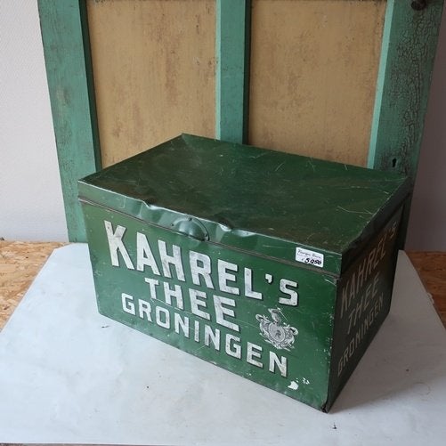 Blik Kahrel's Thee Groningen origineel winkelblik groot, Antiek en Kunst, Curiosa en Brocante, Ophalen of Verzenden