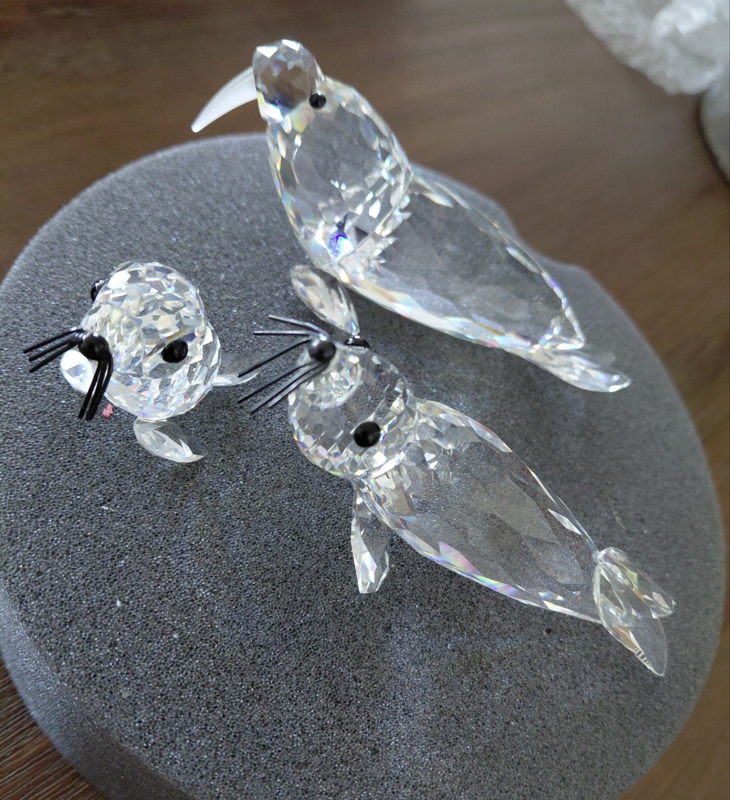 swarovski zeehond walrus en baby, Ophalen of Verzenden, Zo goed als nieuw, Figuurtje