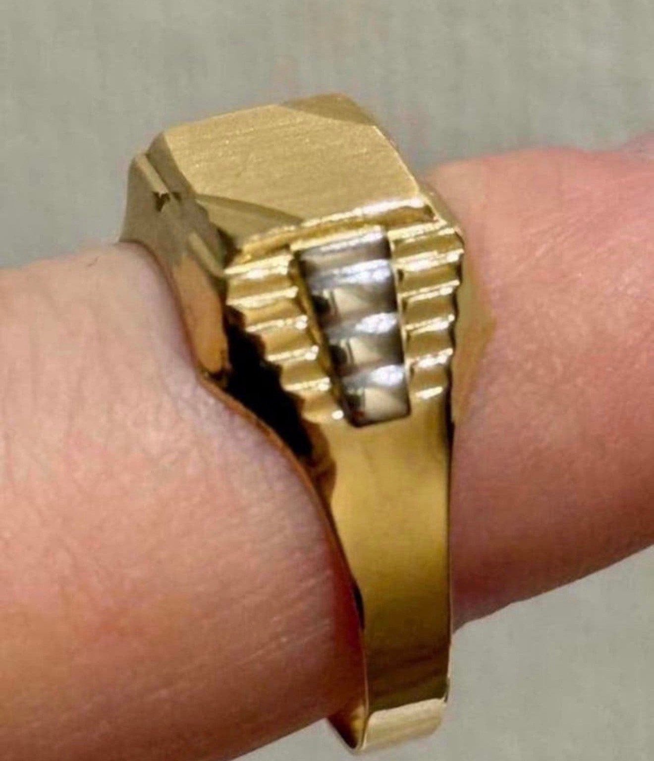 Heren Rolex ring 18 karaat geel en witgoud met certificaat!, Sieraden, Tassen en Uiterlijk, 20 of groter, Heer, Nieuw, Ophalen of Verzenden