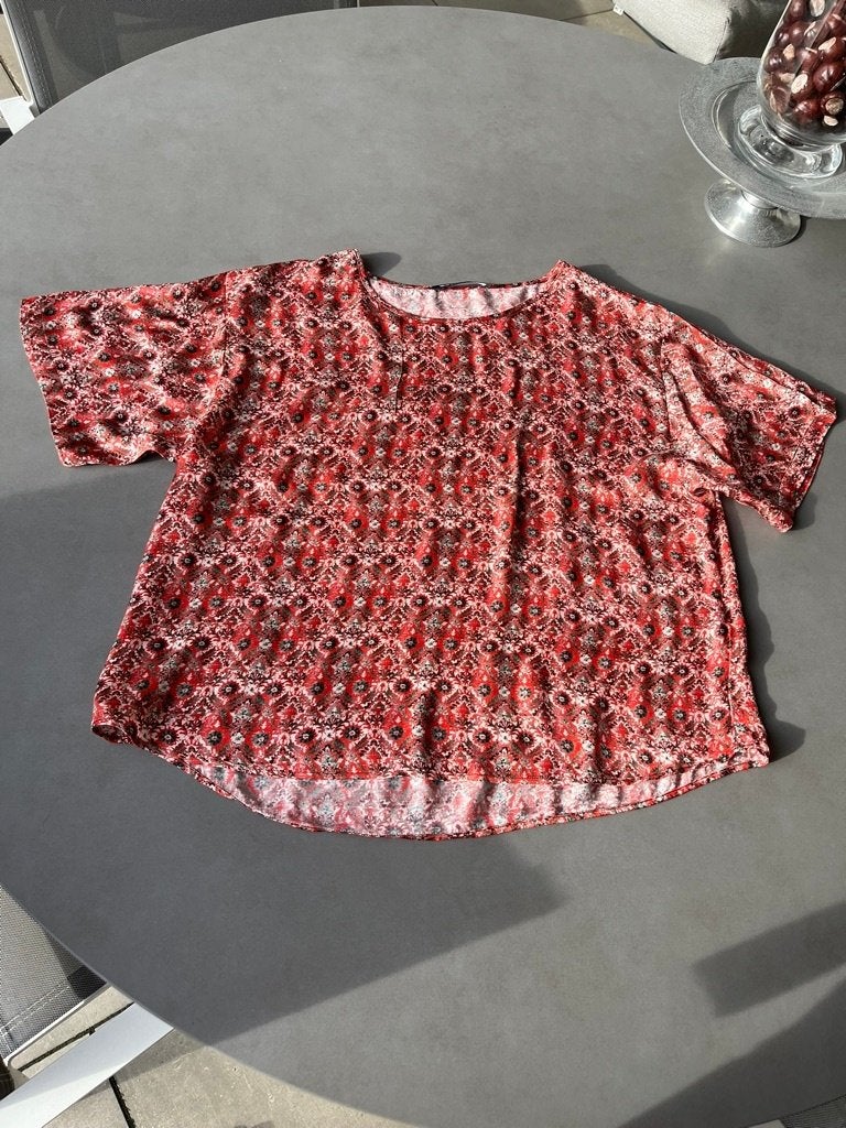 Abricot/grijs/ecru Expresso blousje, maat 44, Kleding | Dames, Blouses en Tunieken, Maat 42/44 (L), Zo goed als nieuw, Meerkleurig