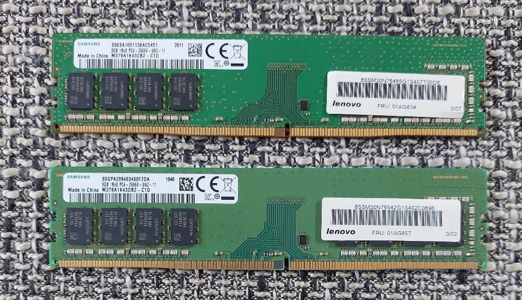 16GB Kit SAMSUNG Lenovo DDR4 2666mhz Pc Gaming geheugen, DDR4, Ophalen of Verzenden, Zo goed als nieuw, Desktop
