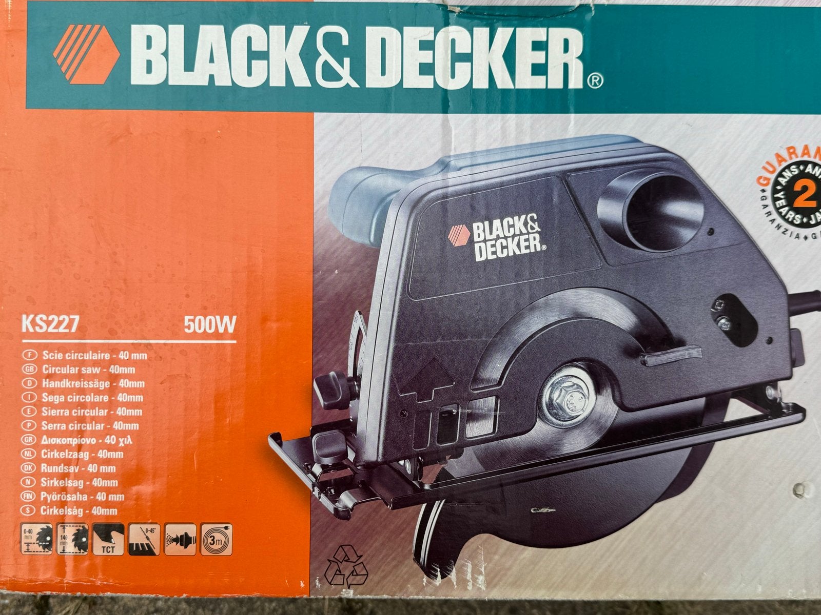 Black & Decker Cirkelzaag KS227 500W - Zo goed als nieuw, Cirkelzaag, Ophalen of Verzenden, Zo goed als nieuw, 30 tot 70 mm