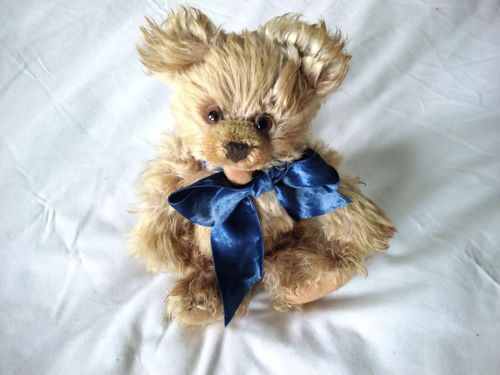 Vintage Steiff Beertje met Blauwe Strik - Beweegbare Poten, Antiek en Kunst, Ophalen of Verzenden