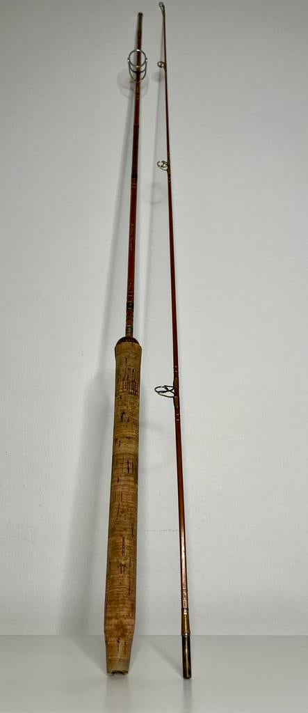 Vintage bamboe Robuska Driebergen “De Luxe” – splitcane, Watersport en Boten, Hengelsport | Algemeen, Zo goed als nieuw, Werphengel