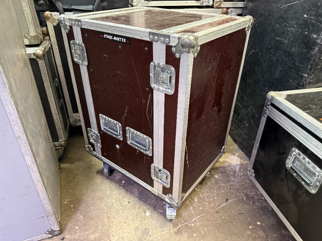 Flightcase 16U rack 19" inch Doubledoor op wielen, Ophalen of Verzenden, Gebruikt, Overige instrumenten, Flightcase
