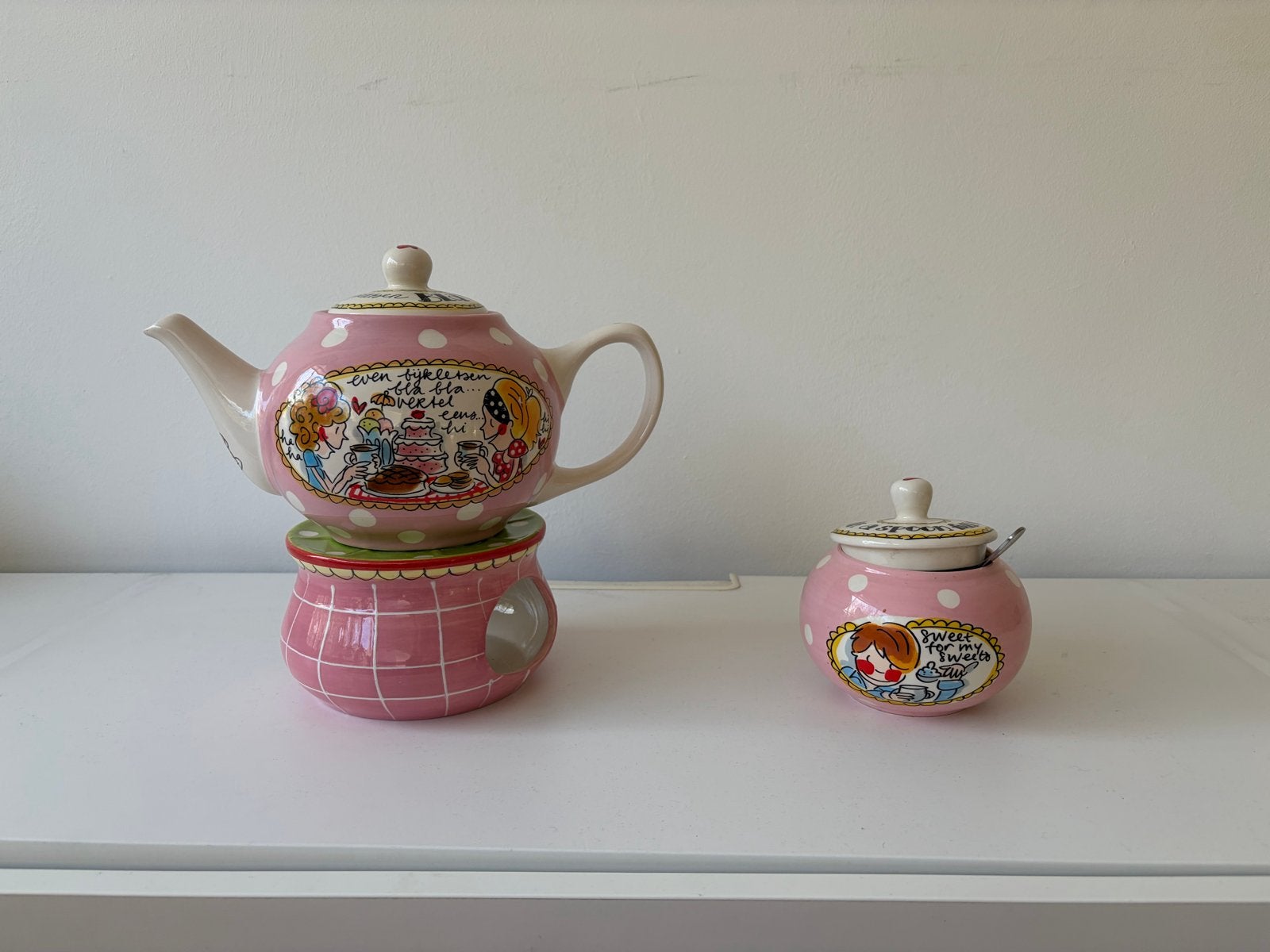 Blond Amsterdam theepot met theelicht en suikerpot, Huis en Inrichting, Blond Amsterdam, Keramiek, Overige typen, Ophalen of Verzenden