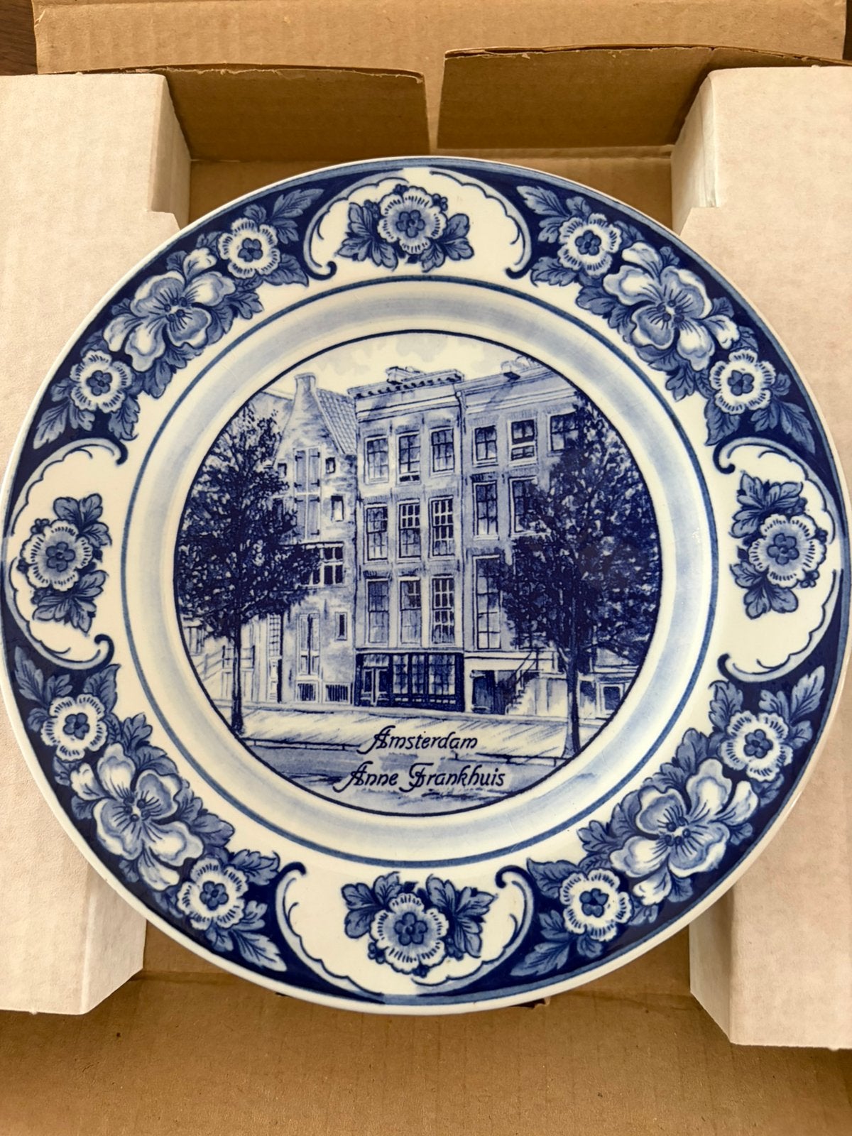 Handbeschilderd Delfts Blauw Sierbord Anne Frank Huis, Ophalen of Verzenden