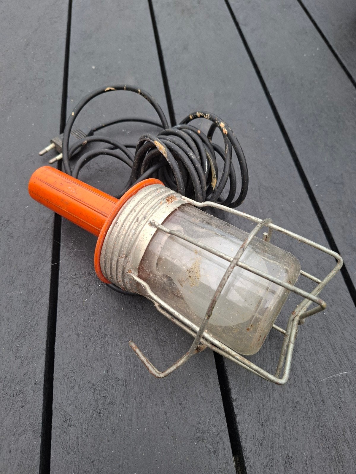 Vintage looplamp / Bouwlamp met Beschermkooi, Ophalen of Verzenden