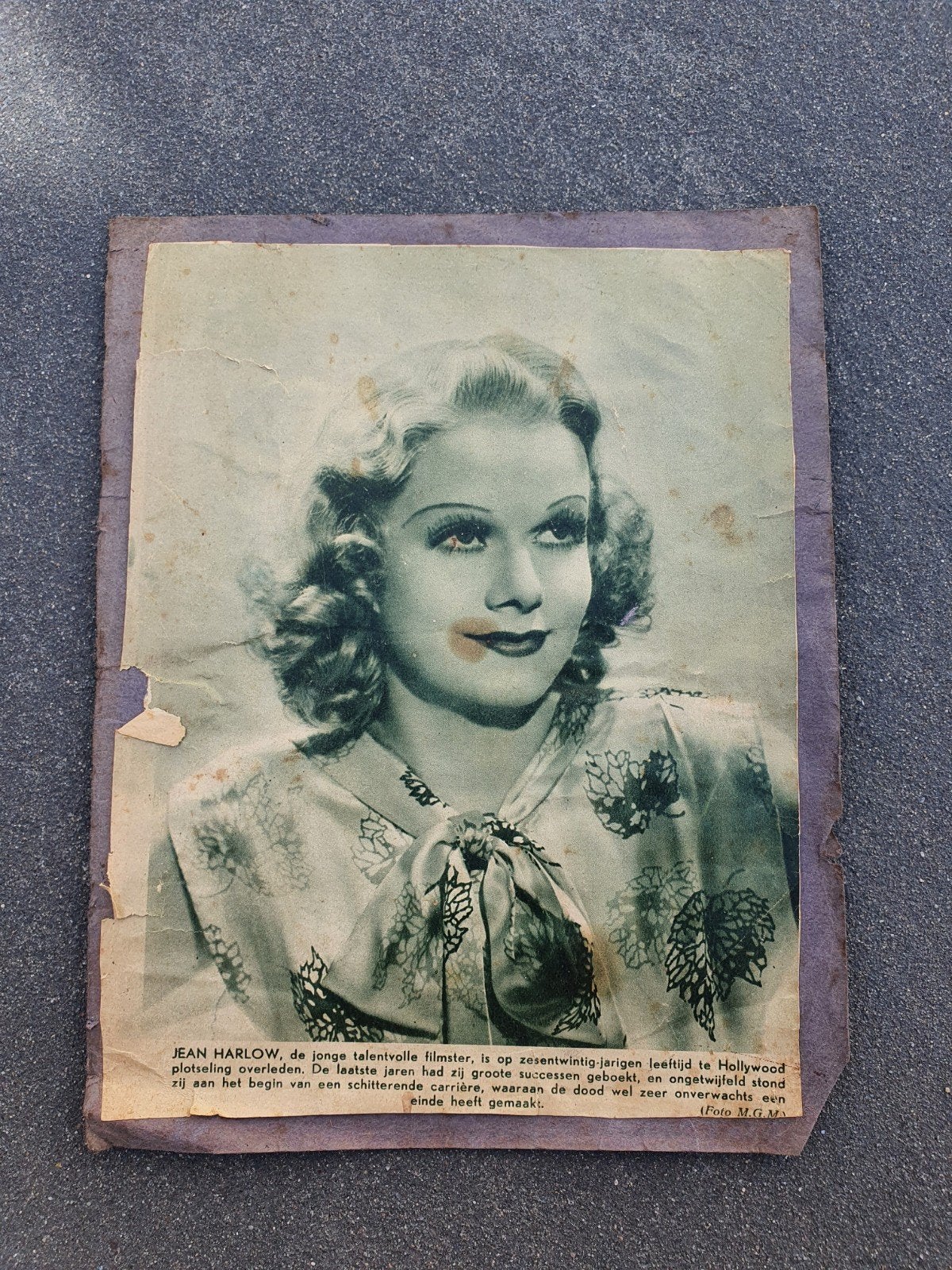 Zeer zeldzame antieke Foto van 1937 van Actrice Jean Harlow, Ophalen of Verzenden, Voor 1940, Gebruikt