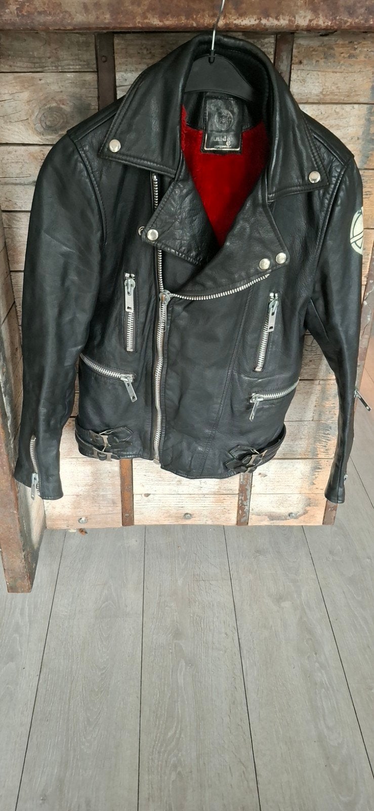 Ultra Rare Vintage 80s Crown by Unidex Motorcycle jacket, Crown By Unidex, Dames, Jas | leer, Ophalen of Verzenden