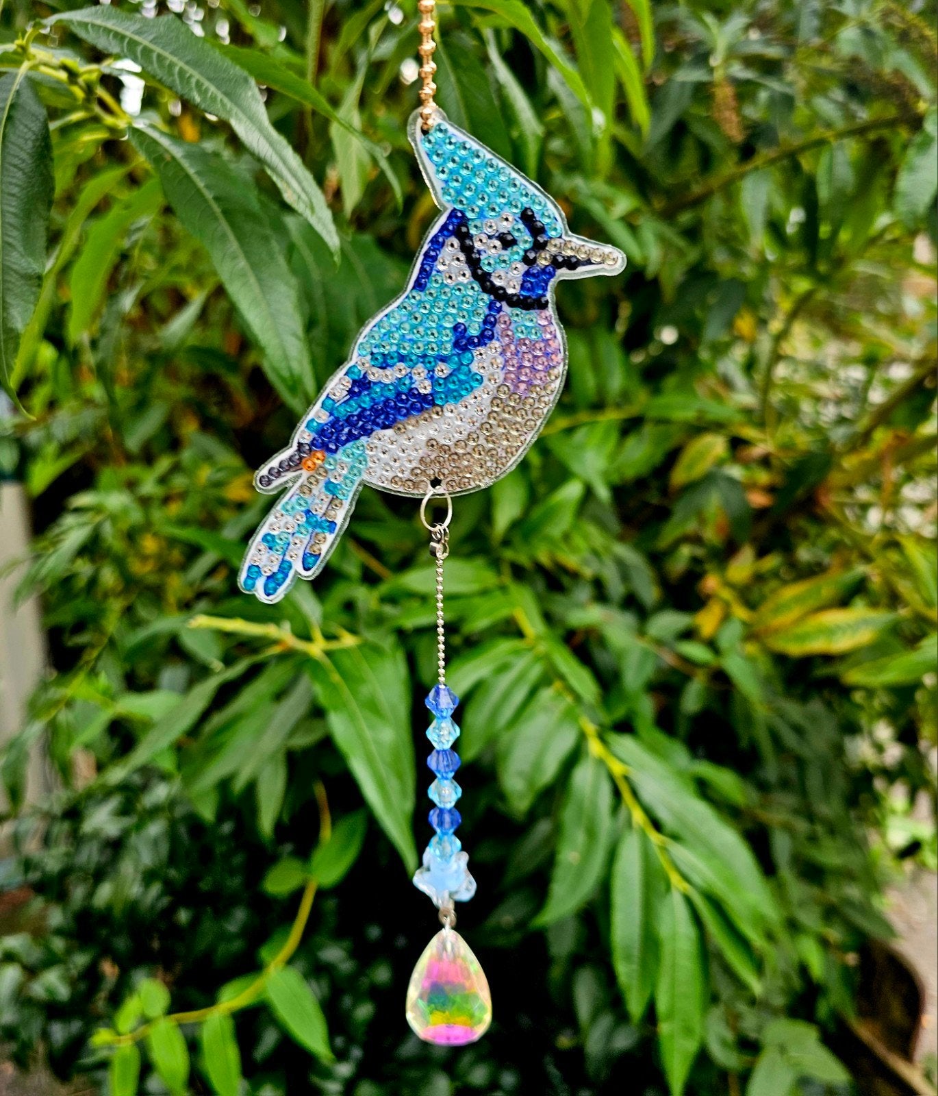 Vogels Hanger met Kristal - Blauwe Gaai, Ophalen of Verzenden