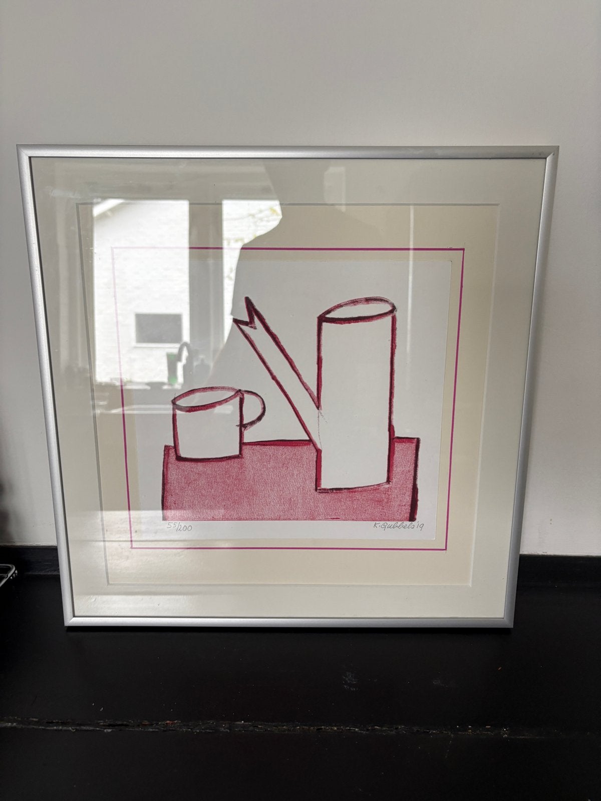 Gesigneerde zeefdruk K. Gubbels '19 - Koffiekan en kop, 2000 tot heden, Dagelijks leven, Genummerd, Ophalen of Verzenden