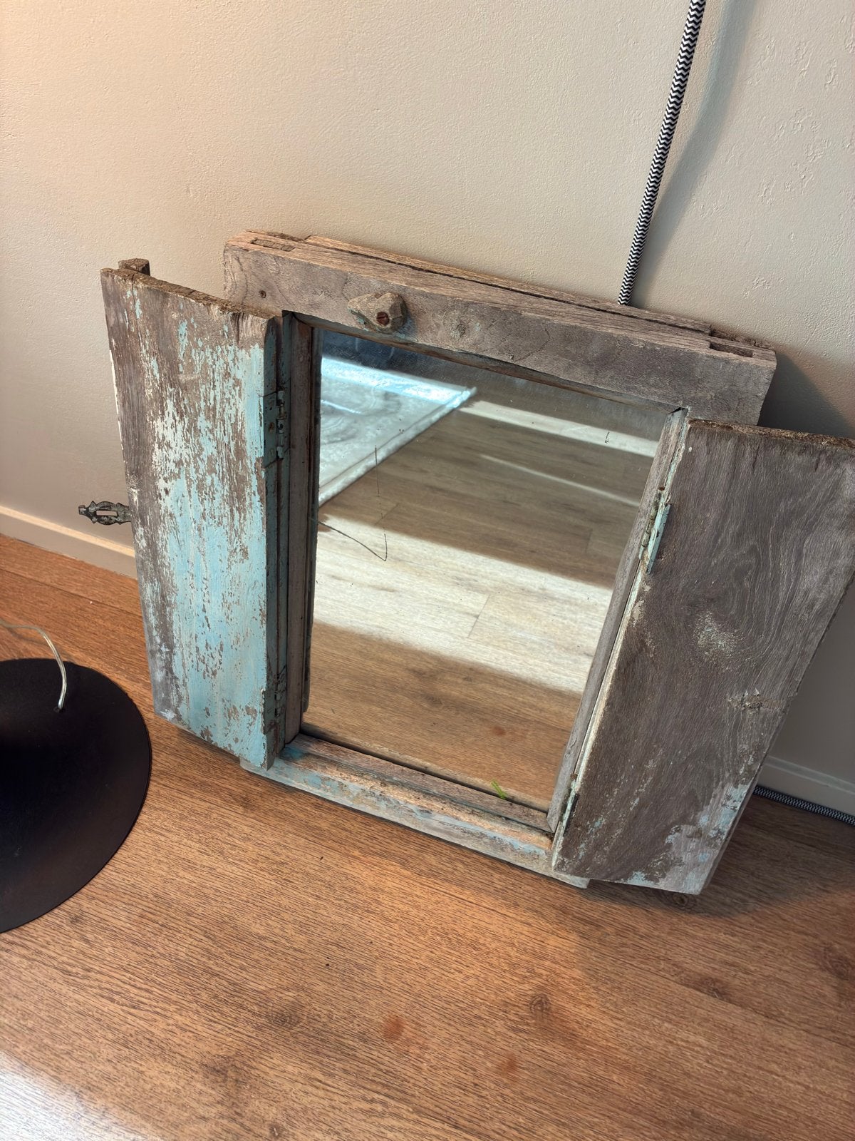 Vintage spiegel met luiken, inklapbaar, Ophalen, Rechthoekig, 50 tot 100 cm, Minder dan 100 cm