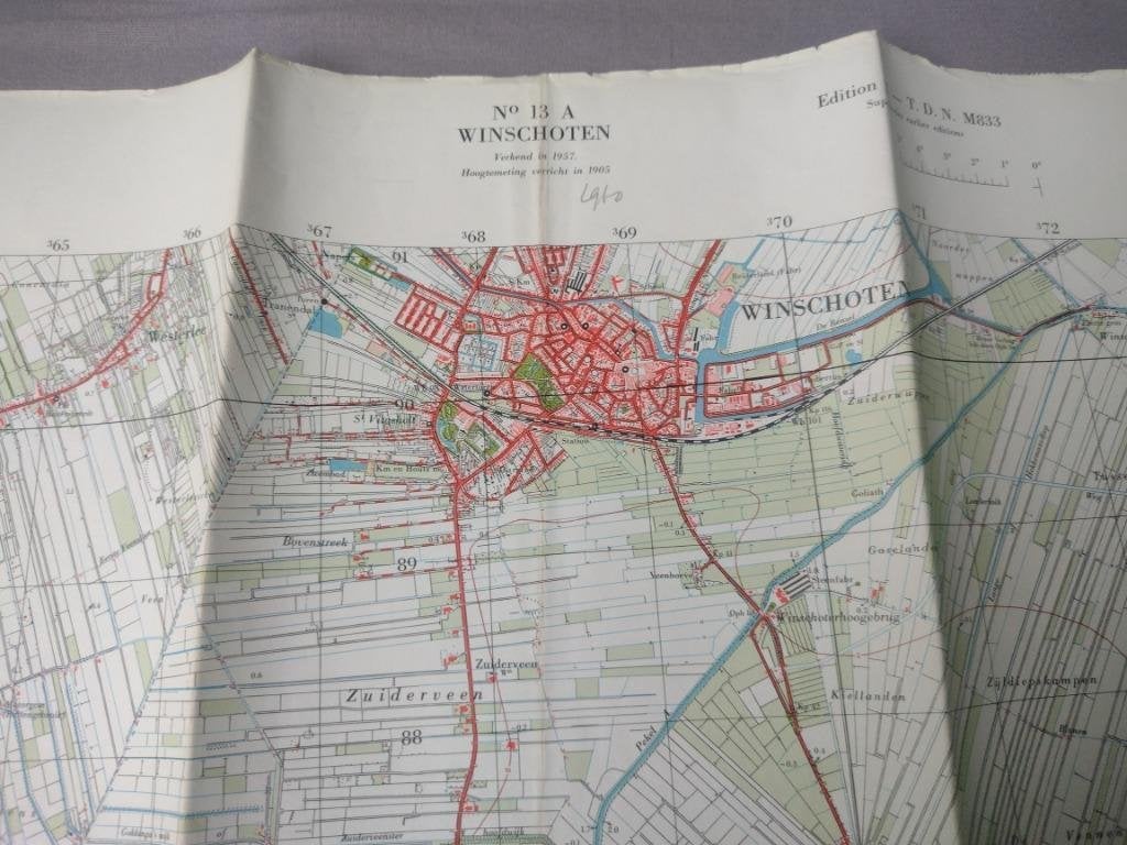 13 A Winschoten Oude Pekela Wedde Blijham Plattegrond 1960, Antiek en Kunst, Ophalen of Verzenden