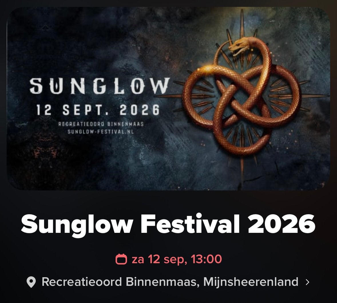 2 kaarten Sunglow festival zaterdag 12 sep, Twee personen