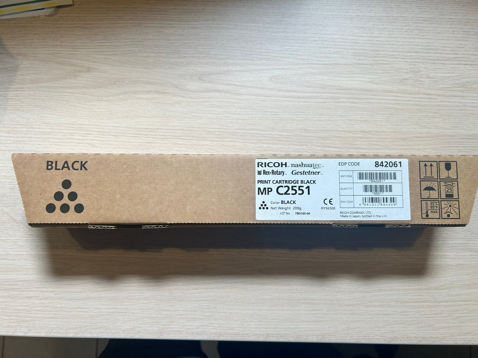 Originele Ricoh Toner Black MP C2551 (EDP 842061) - Nieuw, Computers en Software, Ophalen of Verzenden, Nieuw, Toner