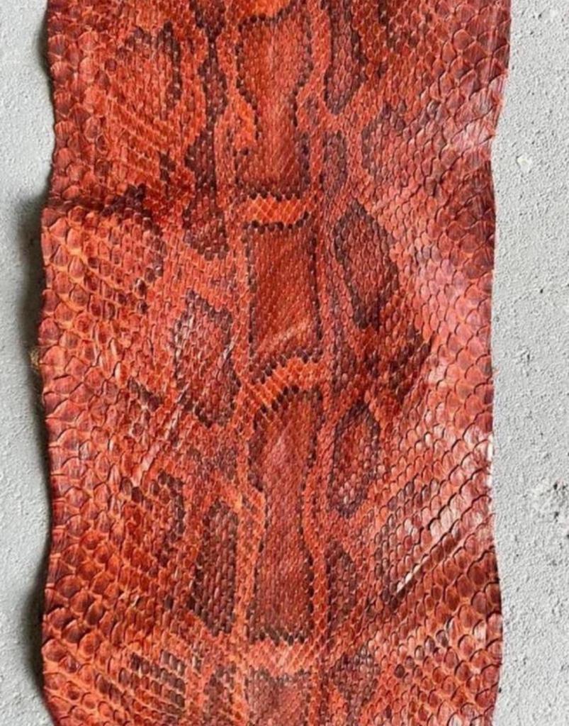 oude antieke slangen huid rode python leer 260cm snake skin, Ophalen of Verzenden