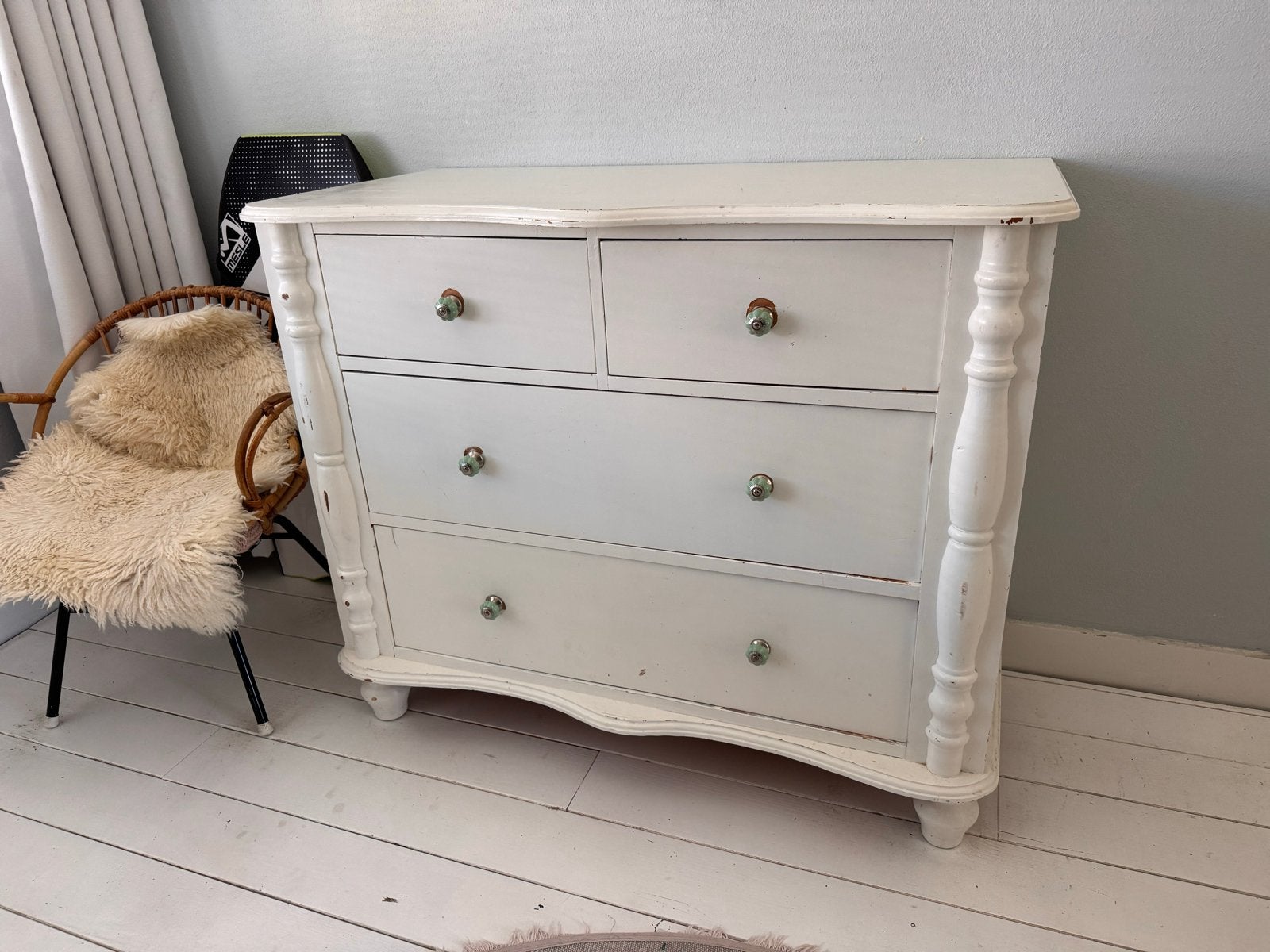 Commode/Ladekast massief hout voor (kinder)kamer - Wit, Huis en Inrichting, Ophalen, Gebruikt, 100 tot 150 cm, 3 of 4 laden