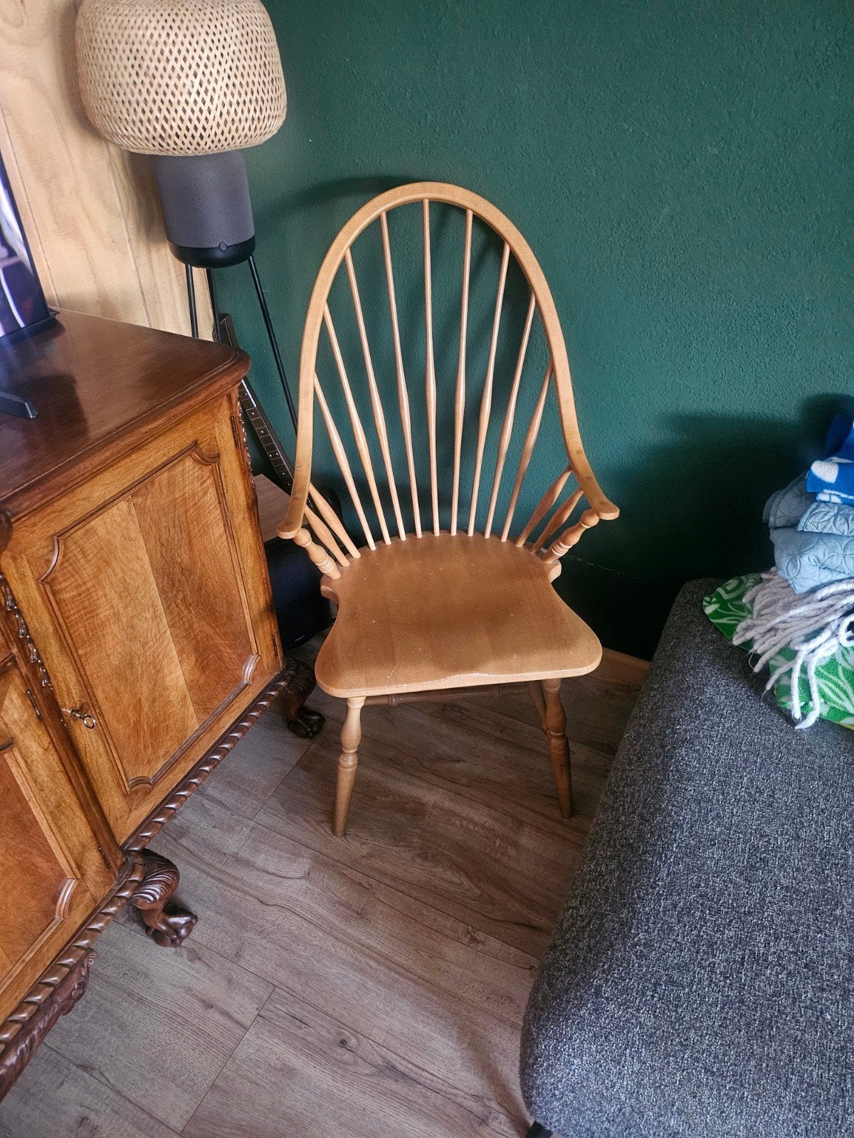 4 stuks Windsor/Amish style stoelen, Huis en Inrichting, Stoelen, Ophalen, Gebruikt, Bruin, Vier