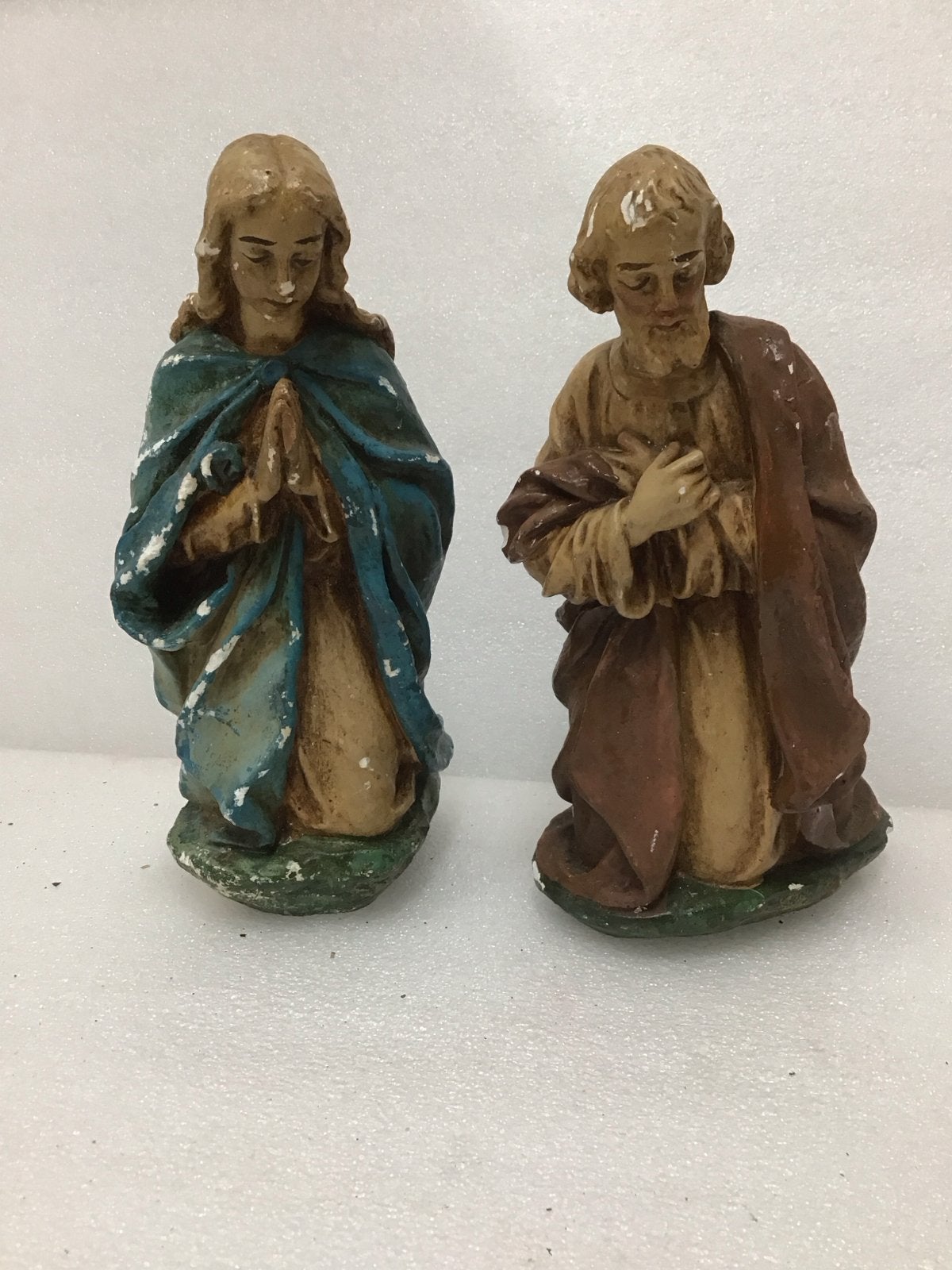 Vintage Beschadigde Jozef en Maria Beelden- Kerststalfiguren, Ophalen of Verzenden, Gebruikt