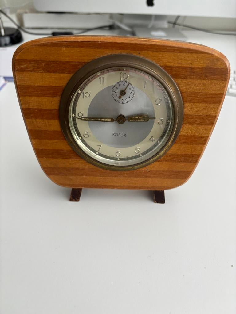 Art Deco Wekker Rosier Duitsland - Loopt, alarm reparabel, Ophalen of Verzenden