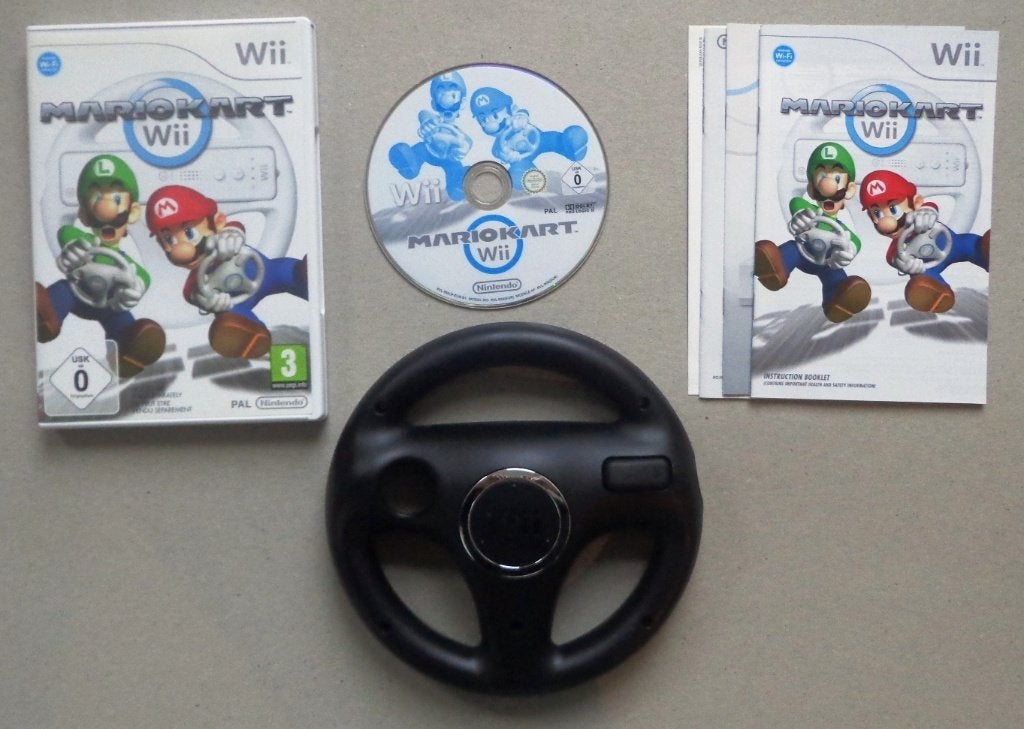 Mario Kart + origineel stuurtje zwart voor de Nintendo Wii, Spelcomputers en Games, Games | Nintendo Wii, Racen en Vliegen, Ophalen of Verzenden