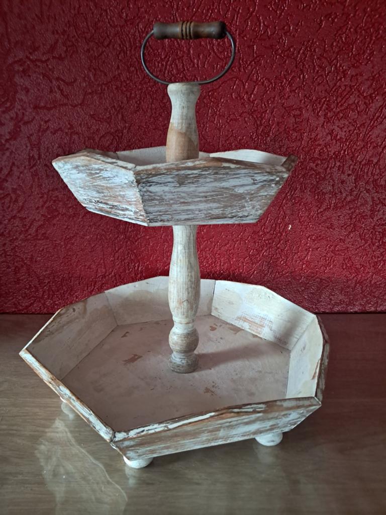 Brocante zeshoekige etagère., Ophalen of Verzenden