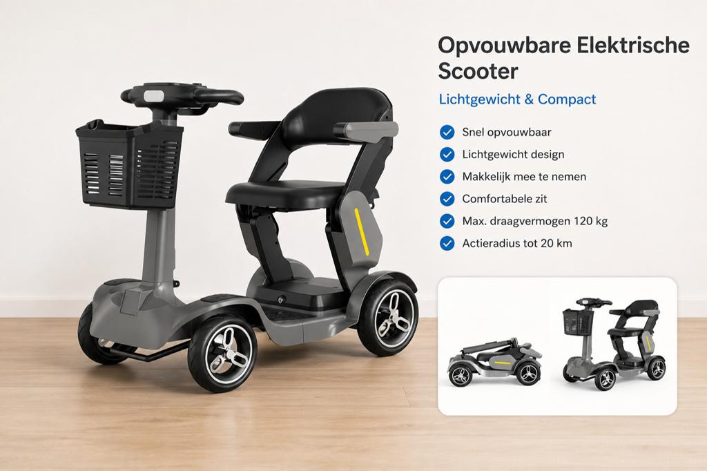 Opvouwbare Scootmobiel | Lithium Accu | Compact & Lichtgewic, Diversen, Brommobielen en Scootmobielen, Ophalen of Verzenden, 10 km/u of minder