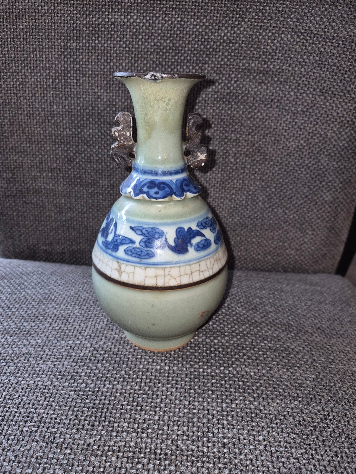 Antieke Chinese Ming Dynastie Vaas - Celadon & Blauw-Wit, Ophalen of Verzenden