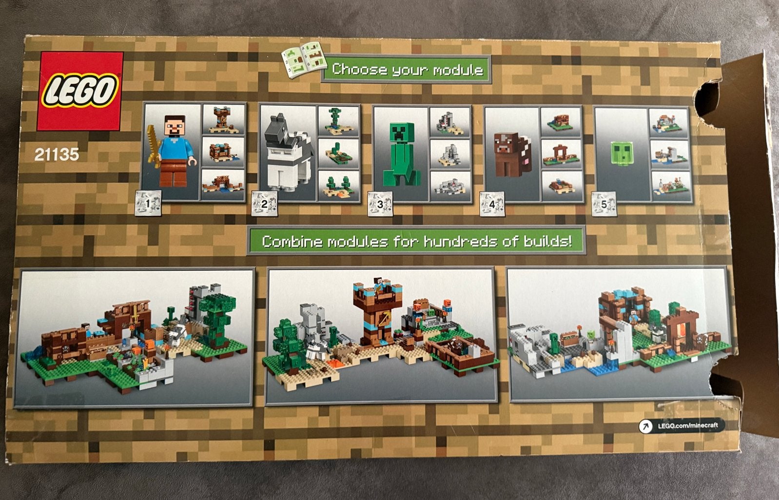 LEGO Minecraft 21135 De Crafting Box 2.0 Compleet met boekje, Kinderen en Baby's, Gebruikt, Inclusief instructies, Minecraft, Lego