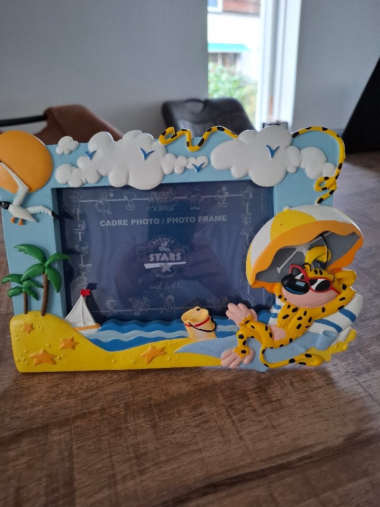 Marsupilami op het strand Vintage Fotolijst Beeld, Verzamelen, Verzenden, Overige figuren, Zo goed als nieuw, Gebruiksvoorwerp