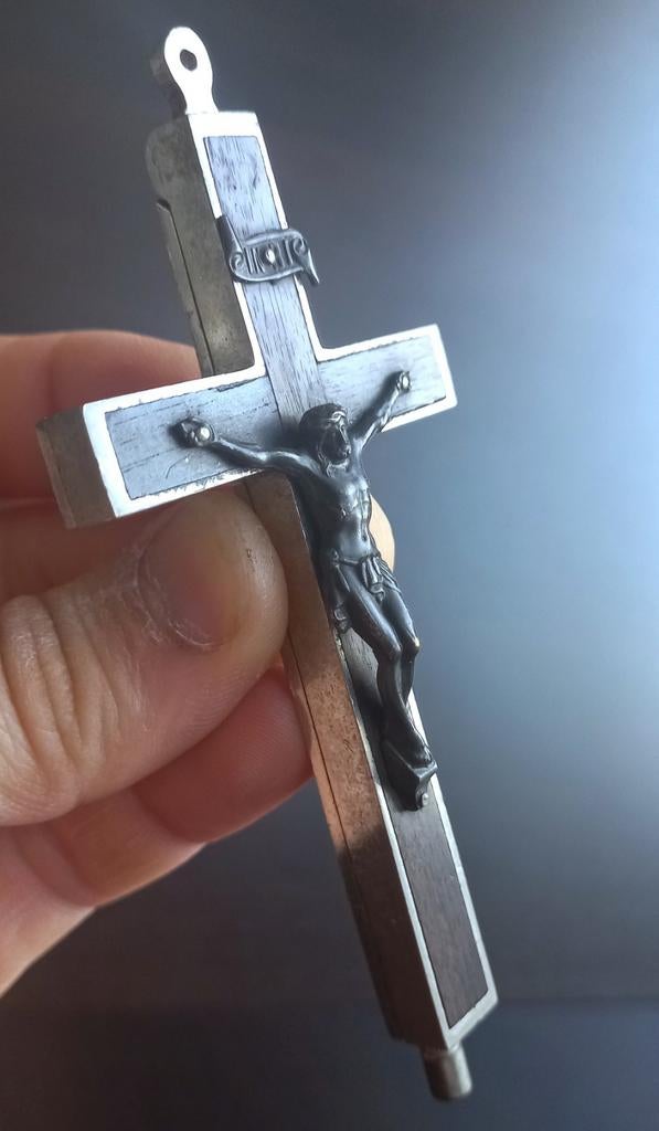 Zeldzame antieke katholieke borstvinnen kruis reliekschrijn, Ophalen of Verzenden