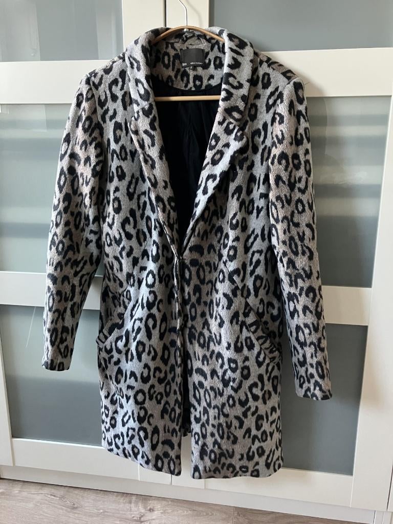 8mm jas maat S grijs/bruin wol panter vintage, Kleding | Dames, Jassen | Winter, Gedragen, Maat 36 (S), Grijs, Ophalen of Verzenden