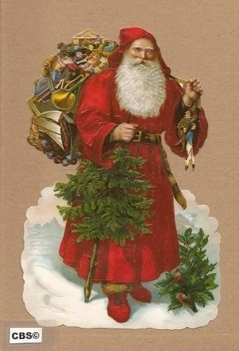 Kerstman met cadeau`s en kerstboom poezieplaatjes 5020, Verzamelen, Ophalen of Verzenden