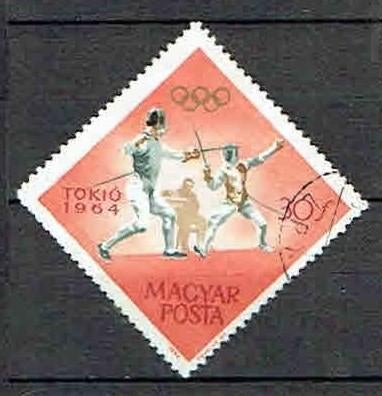 Hongarije 1964 Olympische spelen Schermen, Postzegels en Munten, Verzenden, Gestempeld, Sport