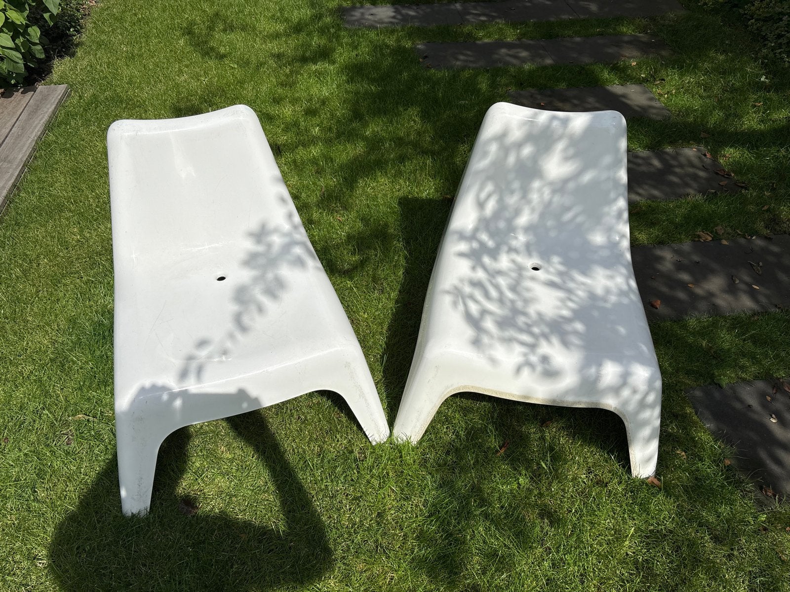 2x IKEA Lounge stoelen - Wit kunststof, Tuin en Terras, Ligbedden, Gebruikt, Ophalen