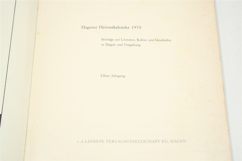 Hagener Heimatkalender — Jg. 11, Cultuur & Geschiedenis 1970, Ophalen of Verzenden, Gelezen, Overige gebieden