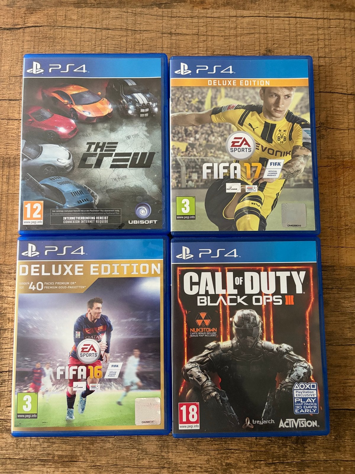 PS4 Games: The Crew, FIFA 16, FIFA 17, Call of Duty BO3, Gebruikt, Vanaf 18 jaar, 1 speler, Racen en Vliegen