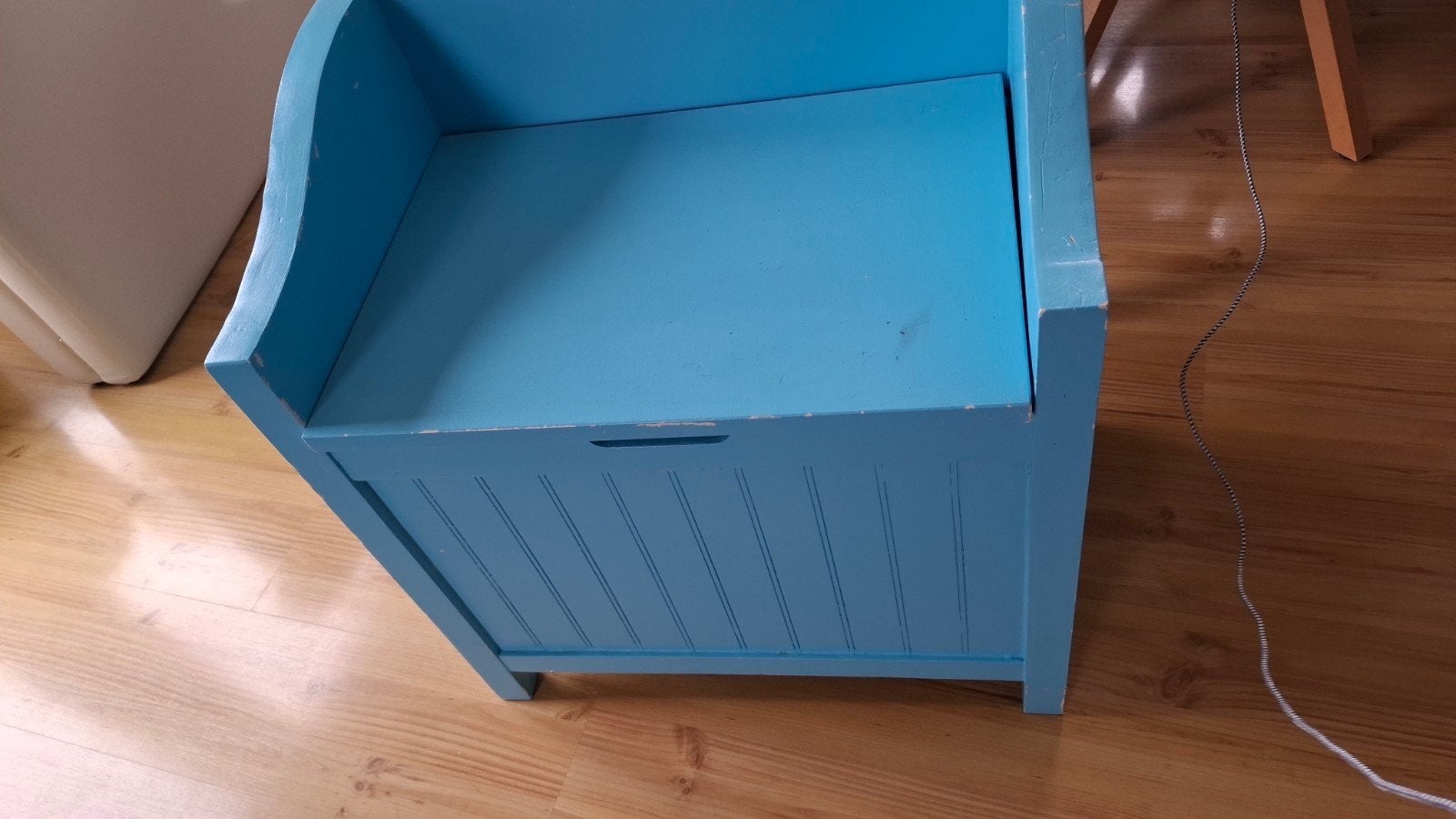 Blauwe houten opbergbank / speelgoedkist, Ophalen, Gebruikt, Overige typen