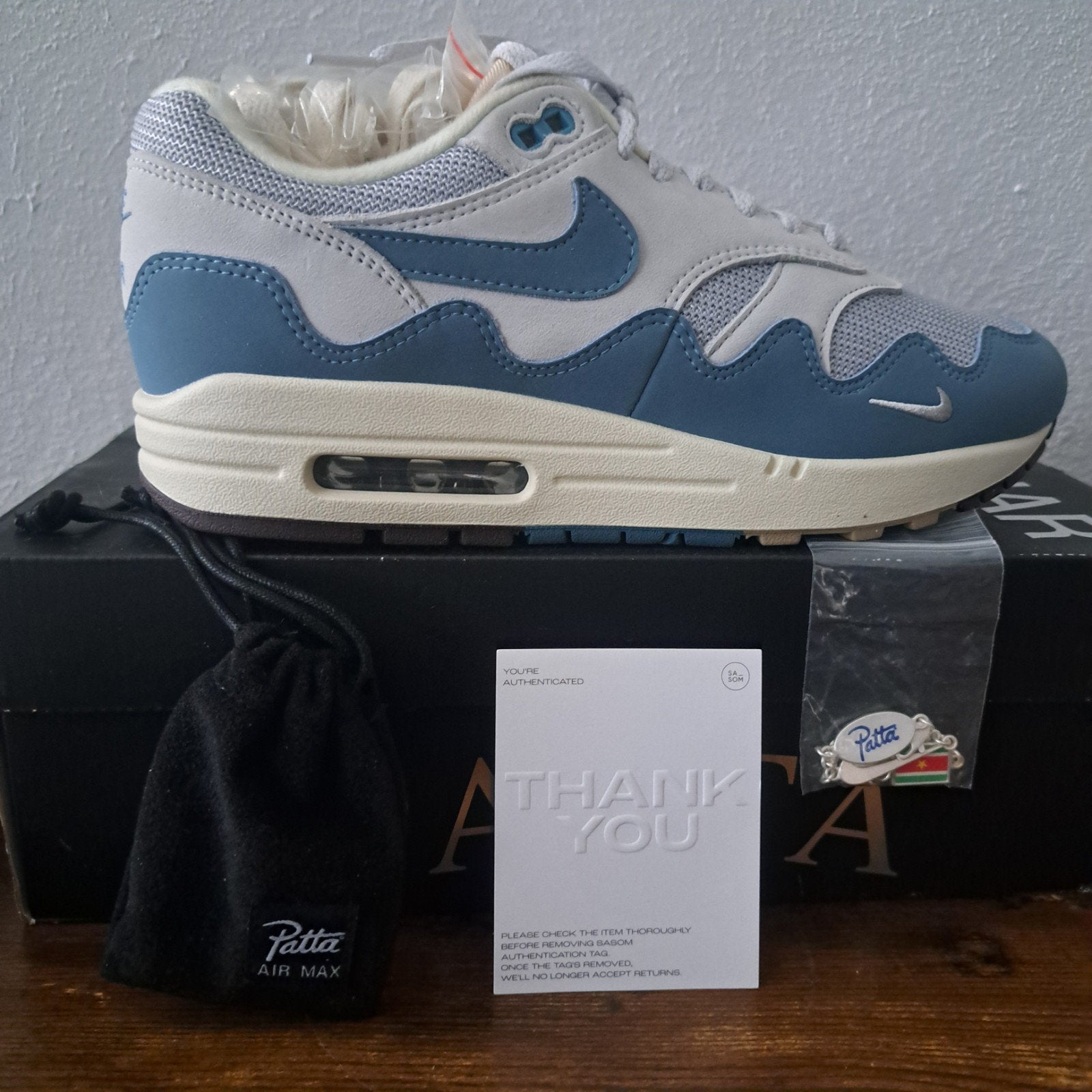 Nike Air Max 1 x Patta 'Waves' Monarch, Blauw, Nike, Nieuw, Ophalen of Verzenden