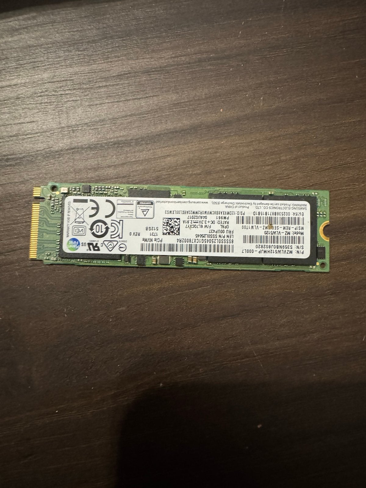 Samsung MZ-VLW5120 512GB NVMe SSD, Computers en Software, Harde schijven, Intern, Gebruikt, SSD, Ophalen of Verzenden